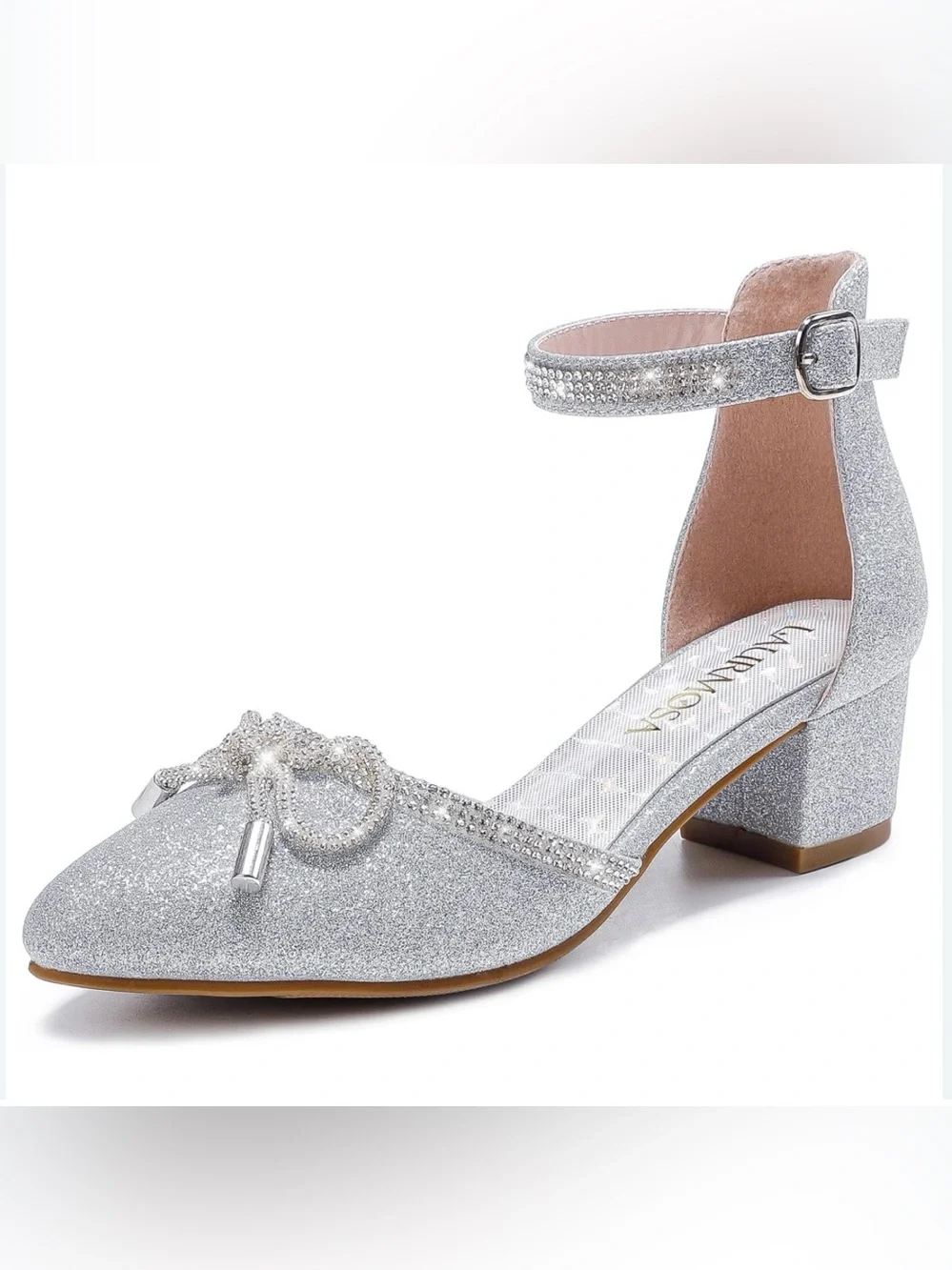 Laurmosa Girl’s Closed Toe Glitter Low Heel Shoes Size 5MT NEW